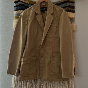 EDDIE BAUER Men's Voyager Vintage Canvas Utility Travel Blazer Sport Coat Tan L